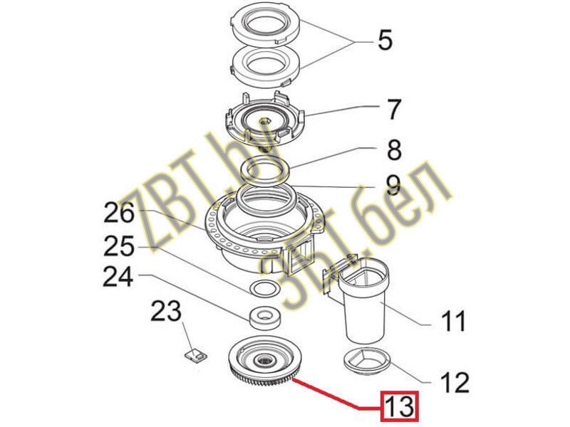 Шестеренка мотора кофемолки для кофемашины Philips 996530029609- фото6