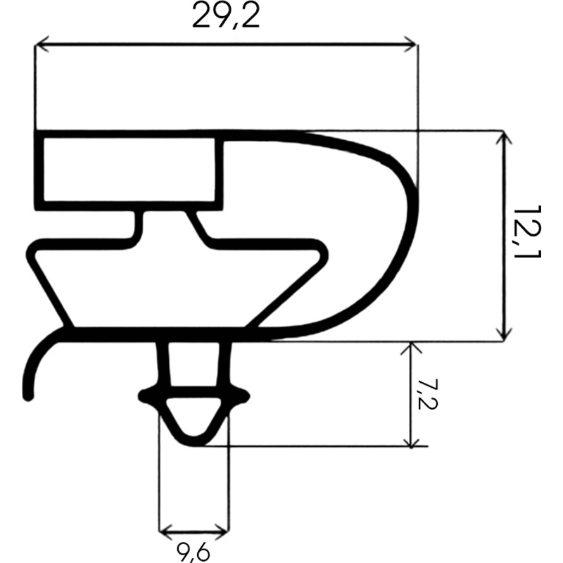 Резиновый уплотнитель двери верхний для холодильника LG ADX74090402  (57*80 см)- фото2