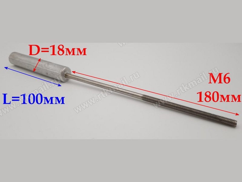 Анод магниевый для электрического водонагревателя AM605 / D=18 L=100 M6x180mm- фото