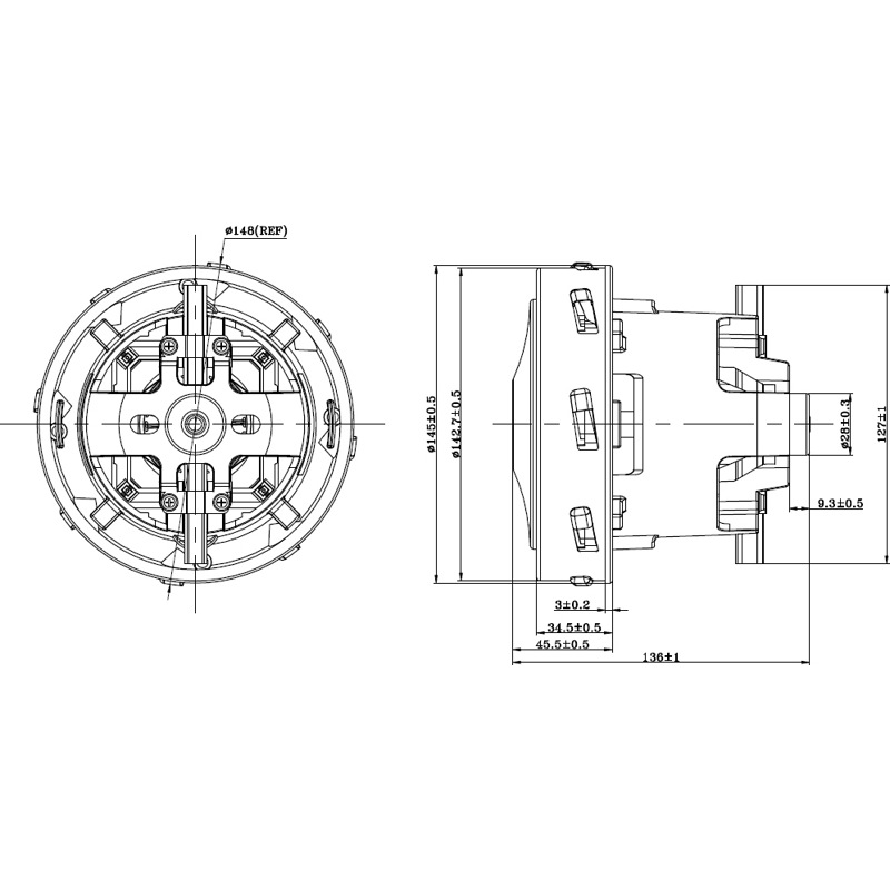 Электродвигатель для пылесосов Karcher PR-DW-66 (1400w H=136/45.5mm, D145/28 китай)- фото2