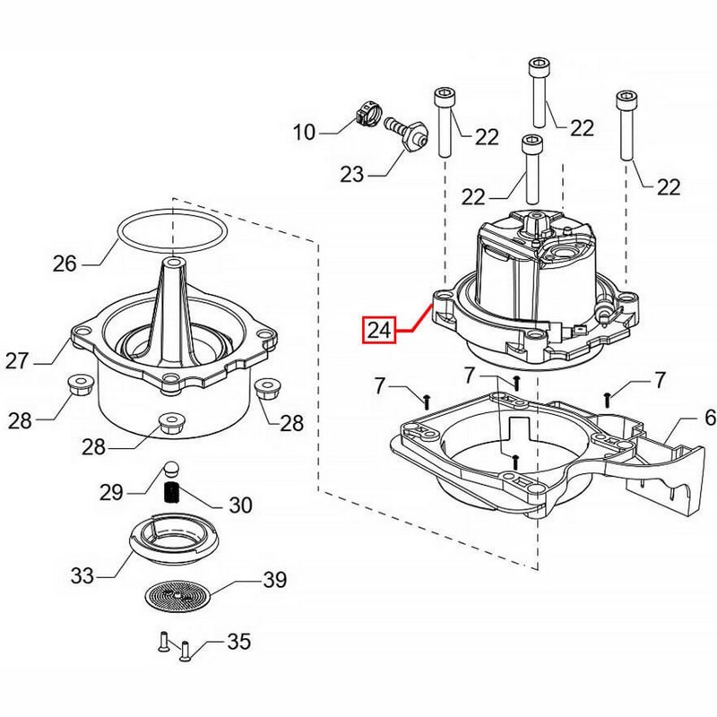 Верхняя часть алюминиевого бойлера с теном для Saeco, Gaggia NG996530006738 (1000W)- фото4