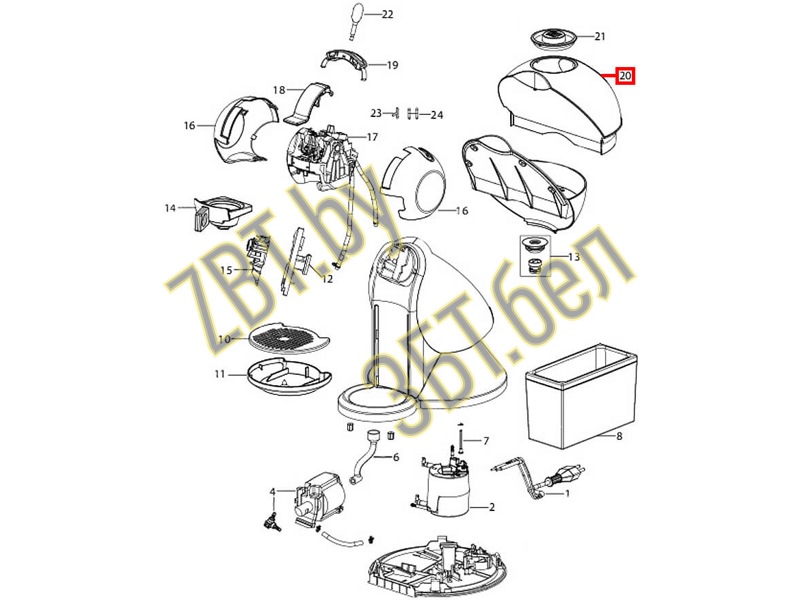 Ёмкость воды для кофеварок Delonghi WI1041- фото4