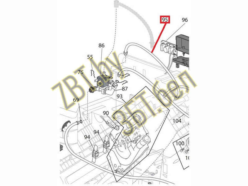 Трубка тефлоновая (скоба-гайка) для кофемашины DeLonghi 5513222401 (Длина: 180мм)- фото2