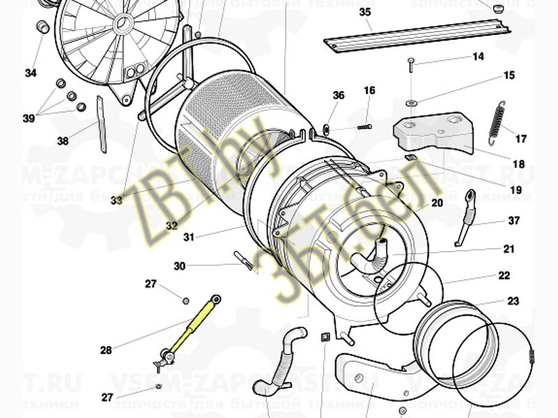 Амортизатор для стиральной машины Ariston, Indesit 055039 / 120N, L=185..280mm- фото5