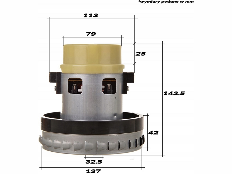 Электродвигатель для пылесоса Karcher, Makita DW-PC52 (1400W (nom.1200w), H=143/49, D143/140/80mm)- фото5