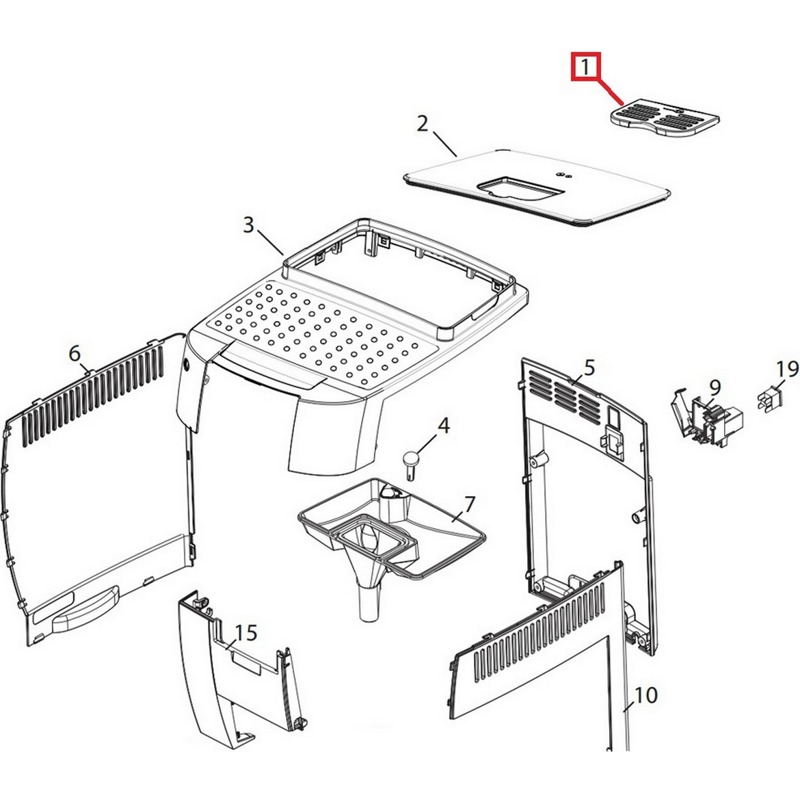 Крышка отсека молотого кофе ECAM Delonghi 5313221031- фото6