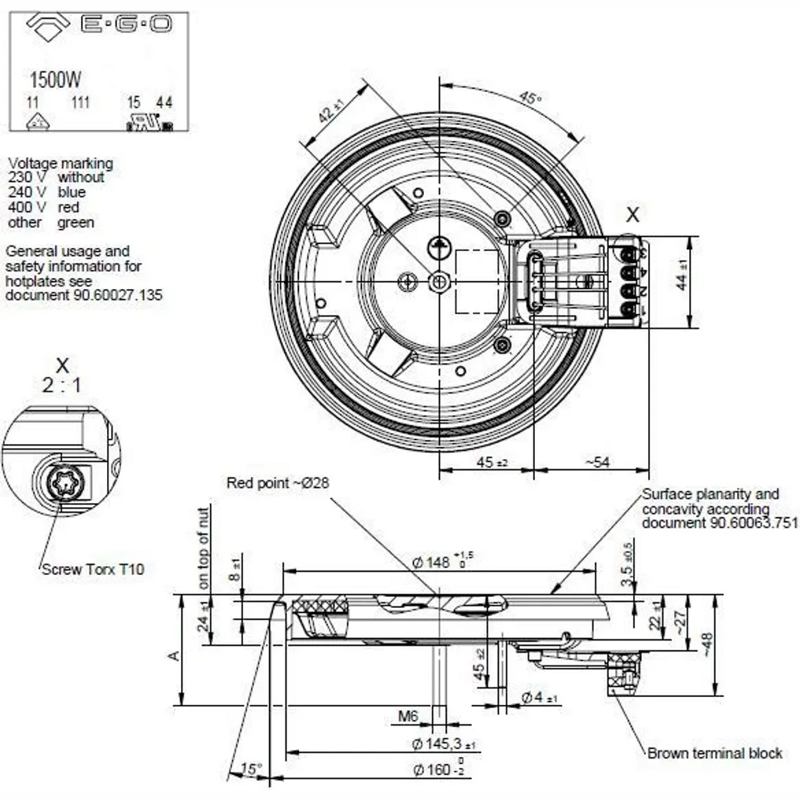 Конфорка для электроплиты Indesit EGO 18.14463.196  (145 мм, 1500W)- фото4