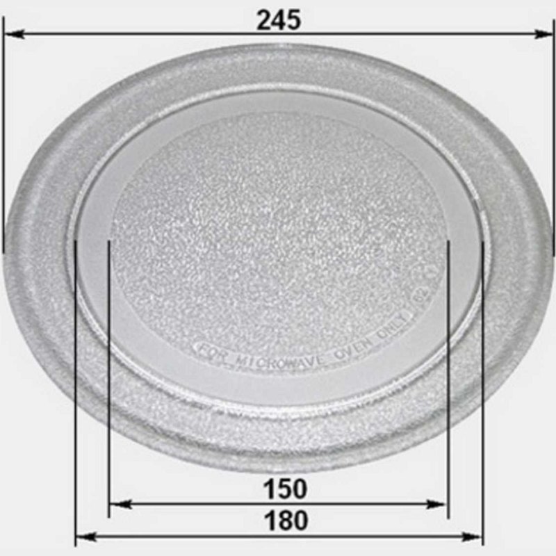 Универсальная стеклянная тарелка (поддон, блюдо) 245мм для микроволновой печи LG, Gorenje, Vitek, Zanussi 95PM03- фото