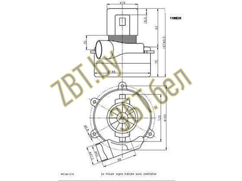 Электродвигатель для пылесосов 11ME30 Италия H=167, h75, D144/79- фото3