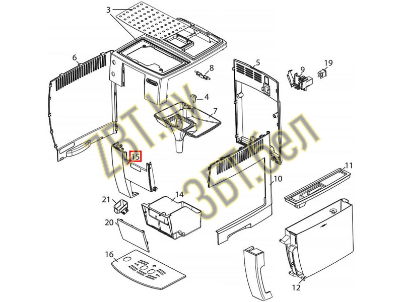 Фронтальная или передняя панель для кофемашин DeLonghi 5313215171- фото4