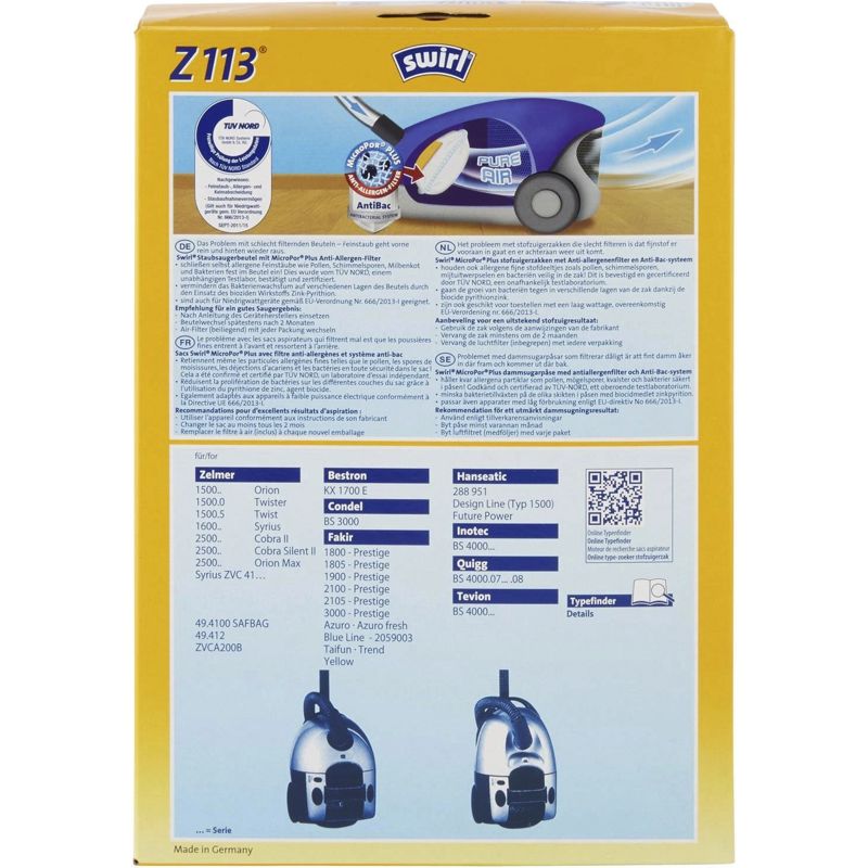Мешки / пылесборники / фильтра / пакеты к пылесосам Zelmer Z 113/4 MP PLUS- фото3