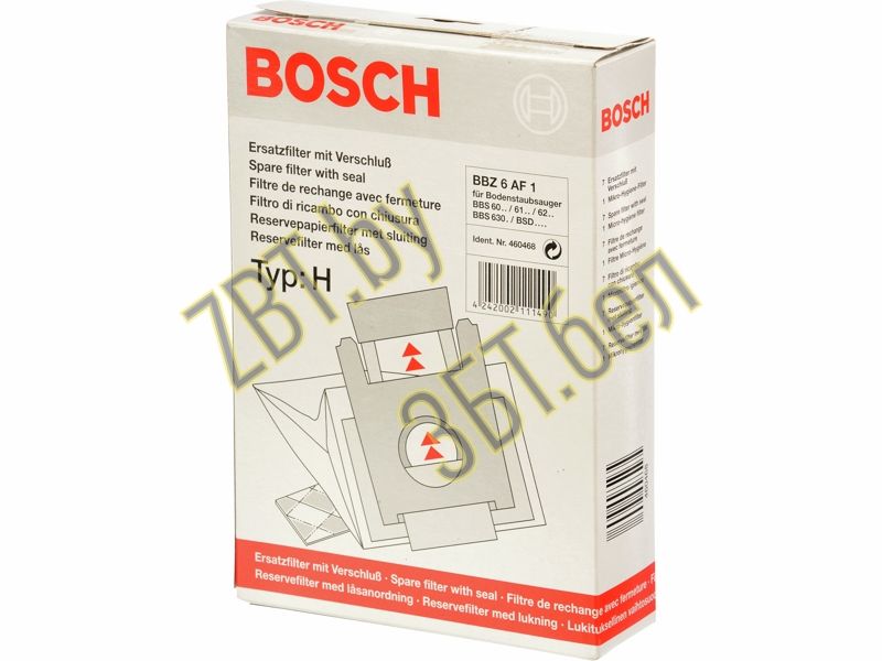 Мешки-пылесорники для пылесоса Bosch 00460468 - BBZ6AF1 / Type H- фото