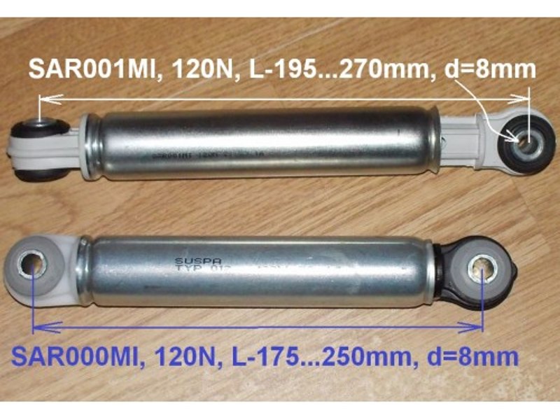 Амортизатор для стиральной машины Miele, Bosch SAR001MI (AN-SA 120N, L-187…270mm, втулка 8x24)- фото5