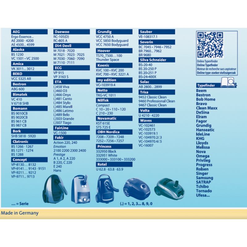 Мешки / пылесборники / фильтра / пакеты к пылесосам Aeg, Beko, Daewoo, Eta Swirl Y101/4 MP- фото3