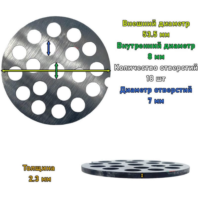 Решетка (сито) для мясорубки Помощница RPM007- фото