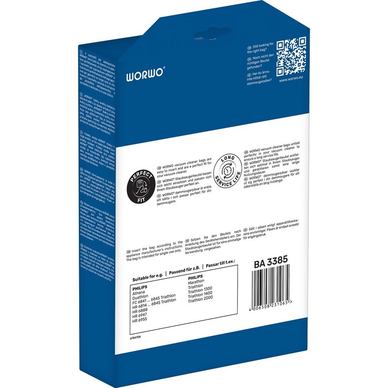 Комплект мешков Worwo для пылесоса Philips BA3385 (Triathlon)- фото5