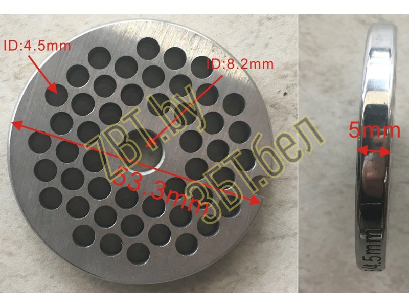 Решетка-диск формовочный к мясорубке Bosch 00047960 / Диам реш 53 ,диам отв 4,5- фото2