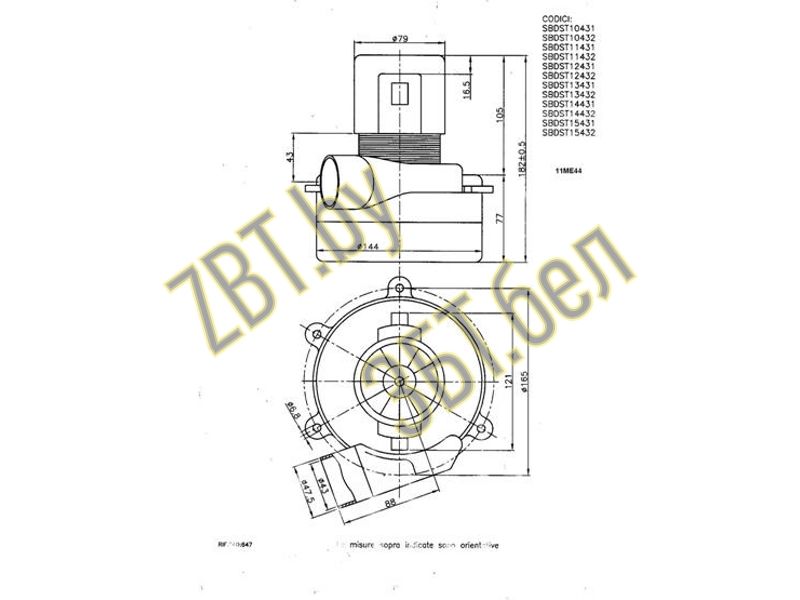 Электродвигатель для пылесосов 11ME44 Италия H=184, h77, D143, d79- фото3