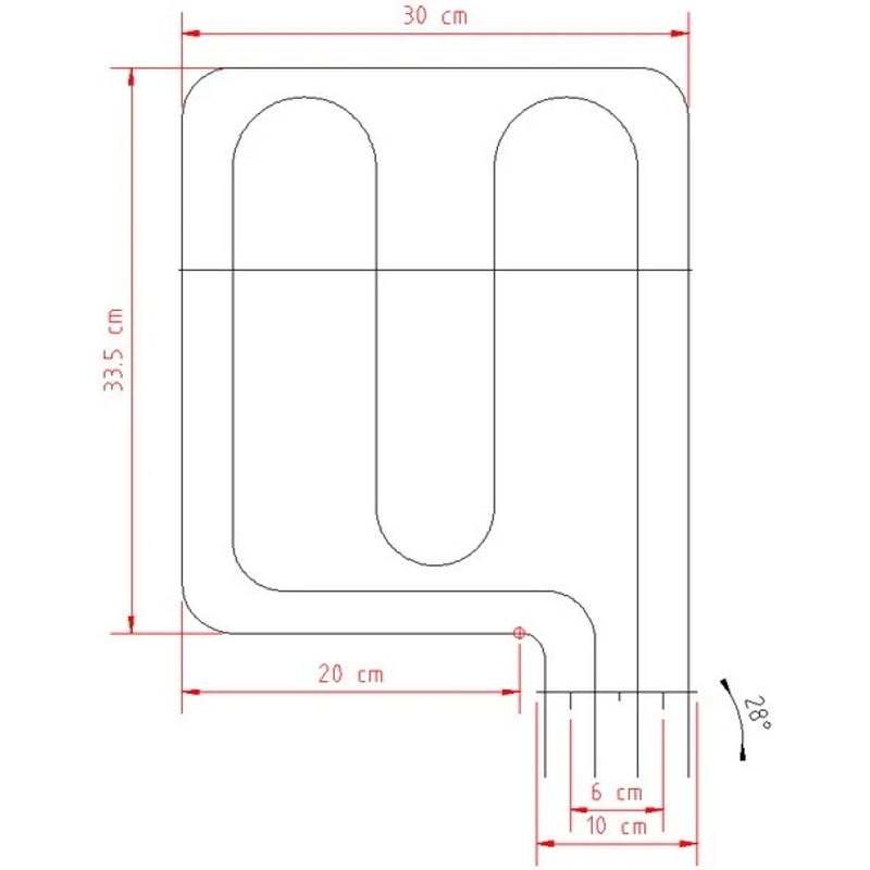 Тэн (нагревательный элемент) для духовки Hansa 8019010 (2900W, размер 370х300мм)- фото6