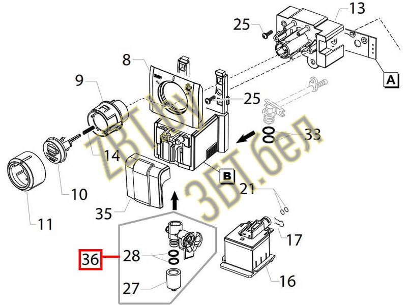 Капучинатор в сборе для кофемашин Saeco Syntia 421944009261- фото5