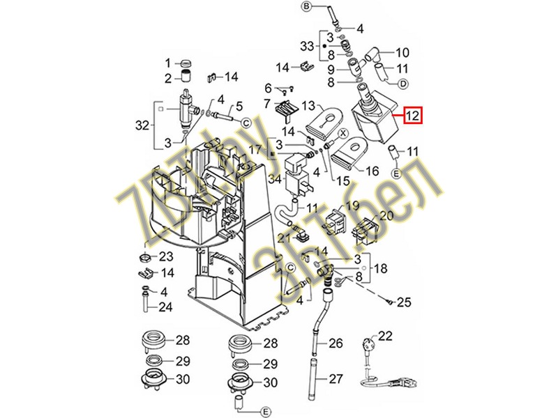 Вибрационная помпа Ulka EP5GW для кофемашин Delonghi, Saeco, Lavazza 5113210051 (CFM015UN)- фото5