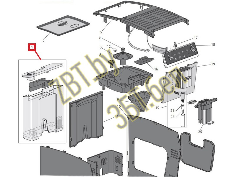 Бункер (или контейнер) воды в сборе для кофемашин Delonghi 7313233971- фото6