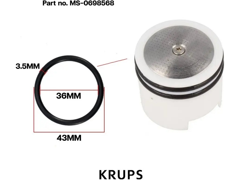 Прокладка (уплотнитель) поршня для кофемашины Krups MS-0698568- фото