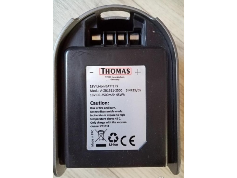 Li-Ion аккумулятор для беспроводных пылесосов Thomas 150676-25 (A-ZB1511-2500, 18V DC 2500mAh 45Wh)- фото4